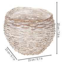 Artikel Weisser runder Weidenkorb mit Kunststofffolie 23 cm zum Bepflanzen
