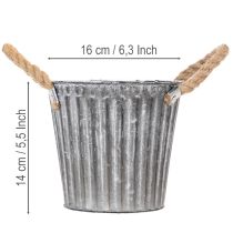 Artikel Pflanztopf aus Metall mit Henkeln Ø16,5cm, Strukturdesign, für Innen und Aussen