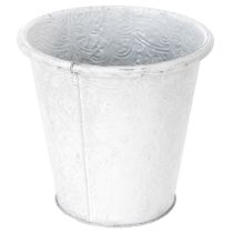Artikel Pflanztopf aus Metall mit Ornamenten Weiss Ø15,5cm H14,5cm für Innen- und Aussendeko
