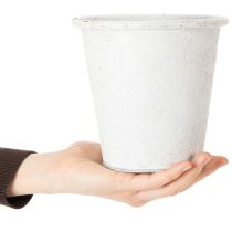 Artikel Pflanztopf aus Metall mit Ornamenten Weiss Ø15,5cm H14,5cm für Innen- und Aussendeko
