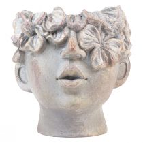 Artikel Pflanztopf Büste mit Gesicht aus Kunststein, Betonoptik, Grau, H14 cm, für Blumen und Pflanzen