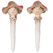 Artikel Pilz-Stecker Dekofigur Mädchen und Junge Fliegenpilz 13 cm Keramik Rot 2er-Set