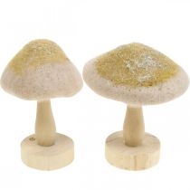 Artikel Deko Pilz Holz, Filz mit Glitter Tischdeko Advent H11cm