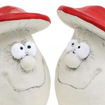 Artikel Betonpilze zur Dekoration, Fliegenpilz, Gesicht, Rot-Weiss, H10cm B12.5cm, 2er Set