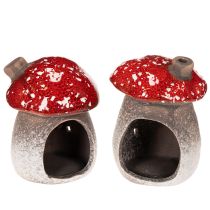 Artikel Pilzhaus 2er-Set Keramik 10cm rot-weiss mit Schornstein