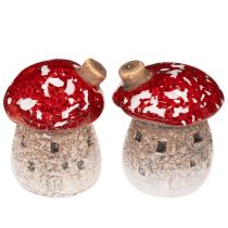 Artikel Pilzhaus Miniatur Deko Fliegenpilz Keramik 6 cm 2er-Set