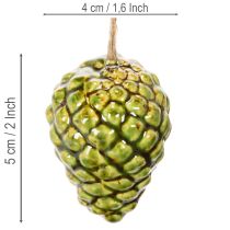 Artikel Zapfen-Anhänger aus Keramik, 5 cm, grün, Set mit 3 Stück