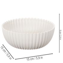 Artikel Runde Schale aus Kunststoff, geriffelt, Weiss, 15 cm, 2 Stück