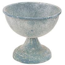 Artikel Pokalschale Klein Metall Blau Weiß Antik Ø12cm H10,5cm 2St