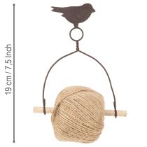 Artikel Bandhalter aus Metall und Holz mit Vogelmotiv – Höhe 19 cm – Shabby Chic – Rostoptik