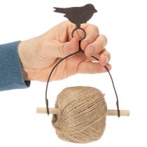 Artikel Bandhalter aus Metall und Holz mit Vogelmotiv – Höhe 19 cm – Shabby Chic – Rostoptik