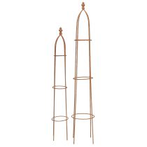 Artikel Rankhilfe Obelisk Metall Rost-Optik 69/86 cm Set 2 Stück für Gartenpflanzen