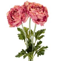 Artikel Künstliche Ranunkeln aus Seidenstoff 51 cm Rosa-Grün 3 Stück