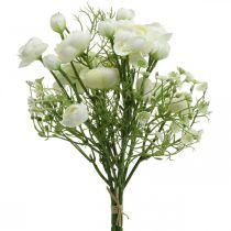Ranunkel-Strauß, Kunstblumen, Seidenblumen Weiß L37cm