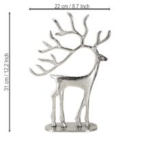 Artikel Rentierfigur Metall Silber 31 cm für saisonale Dekoration
