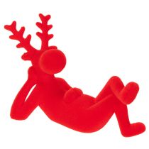 Artikel Dekofigur Rentier liegend aus Kunststoff 24 cm Rot 2er-Set