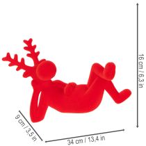 Artikel Dekofigur Rentier liegend aus Kunststoff 24 cm Rot 2er-Set