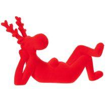 Artikel Dekofigur Rentier liegend aus Kunststoff 24 cm Rot 2er-Set