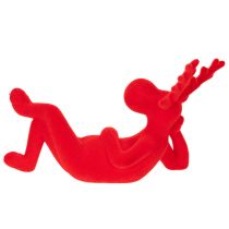 Artikel Dekofigur Rentier liegend aus Kunststoff 24 cm Rot 2er-Set