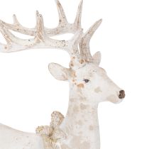 Artikel Dekofigur Hirsch sitzend mit Geweih 30 cm Polyresin Weiss