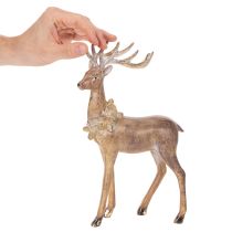 Artikel Dekofigur Hirsch mit Geweih 28cm Polyresin Braun mit Gold und Silber