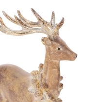 Artikel Dekofigur Hirsch mit Geweih 28cm Polyresin Braun mit Gold und Silber