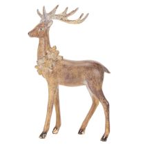 Artikel Dekofigur Hirsch mit Geweih 28cm Polyresin Braun mit Gold und Silber
