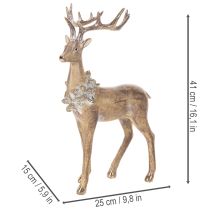 Artikel Dekofigur Hirsch aus Polyresin 41cm gold-silber mit Tannenzapfen