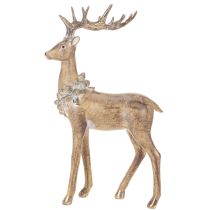 Artikel Dekofigur Hirsch aus Polyresin 41cm gold-silber mit Tannenzapfen