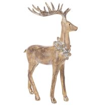 Artikel Dekofigur Hirsch aus Polyresin 41cm gold-silber mit Tannenzapfen