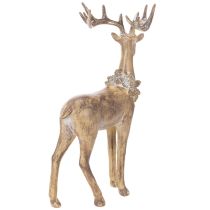 Artikel Dekofigur Hirsch aus Polyresin 41cm gold-silber mit Tannenzapfen