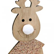 Artikel Rentier Holz Dekofigur Aufsteller 12×6,5cm H45cm Natur Schwarz Champagner 2er Set