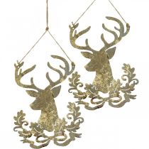 Artikel Rentier-Hängefigur Metall Gold Antik-Look 23×17,5 cm Set 2 Stk