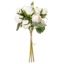 Artikel Künstlicher Rosenstrauss Weiss mit Rosa, 31 cm, 3 Zweige
