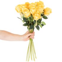 Artikel Künstliche gelbe Rosen 62 cm Kunstblumen mit langem Stiel 12er-Set