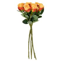 Artikel Kunstrosenstrauss Orange 44 cm 6 Stück aus Polyester und Kunststoff
