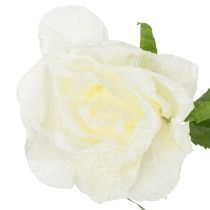 Artikel Künstliche Rose Weiss 92 cm aus Papier mit Holzsockel für Wohn- und Tischdekoration