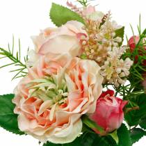 Artikel Rosenstrauss Künstlich Rosa aus Seidenblumen mit Grün, ca. 35 cm