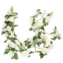 Artikel Künstliche Rosengirlande 170 cm mit weissen Blüten und grünen Blättern
