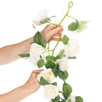 Artikel Künstliche Rosengirlande 170 cm mit weissen Blüten und grünen Blättern