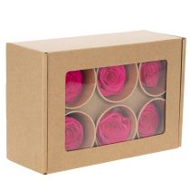 Artikel Konservierte Rosen Rosa 5cm 6 Stück für Tischdekoration