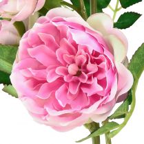 Artikel Rosenzweig aus Seidenstoff, künstlicher Zweig mit Rosen, 79 cm, Pink-Cremefarben