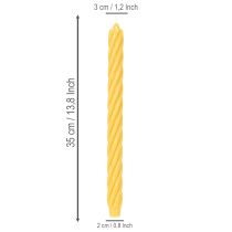 Artikel Gedrehte Stabkerzen aus durchgefärbtem Wachs Gelb 35 cm Ø 2,8 cm 4 Stück