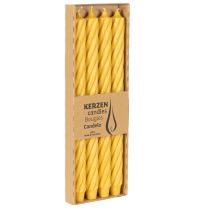Artikel Gedrehte Stabkerzen aus durchgefärbtem Wachs Gelb 35 cm Ø 2,8 cm 4 Stück