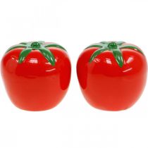 Pfeffer- und Salzstreuer, Tischdeko, Streuer-Set in Tomaten-Optik, Keramikdeko Ø6cm