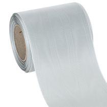 Artikel Satin Kranzband Silber 100mm x 25m für Trauerkränze und Jubiläumsschmuck, Wetterfest und Kompostierbar
