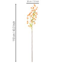 Artikel Kunstblume Orchideenzweig 110cm Orange Set aus 3 Stück für Dekoration