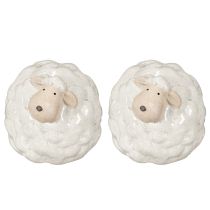Artikel Dekorationsfigur Schaf 11 cm Weiss Keramik für Innen- und Aussenbereich 2er-Set
