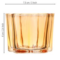 Artikel Schale aus Glas Teelichthalter Blütenform Orange Ø7,5cm H6cm 6er-Set