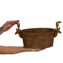 Artikel Dekoschale oval Metall Rostoptik mit Rentierkopf 41cm